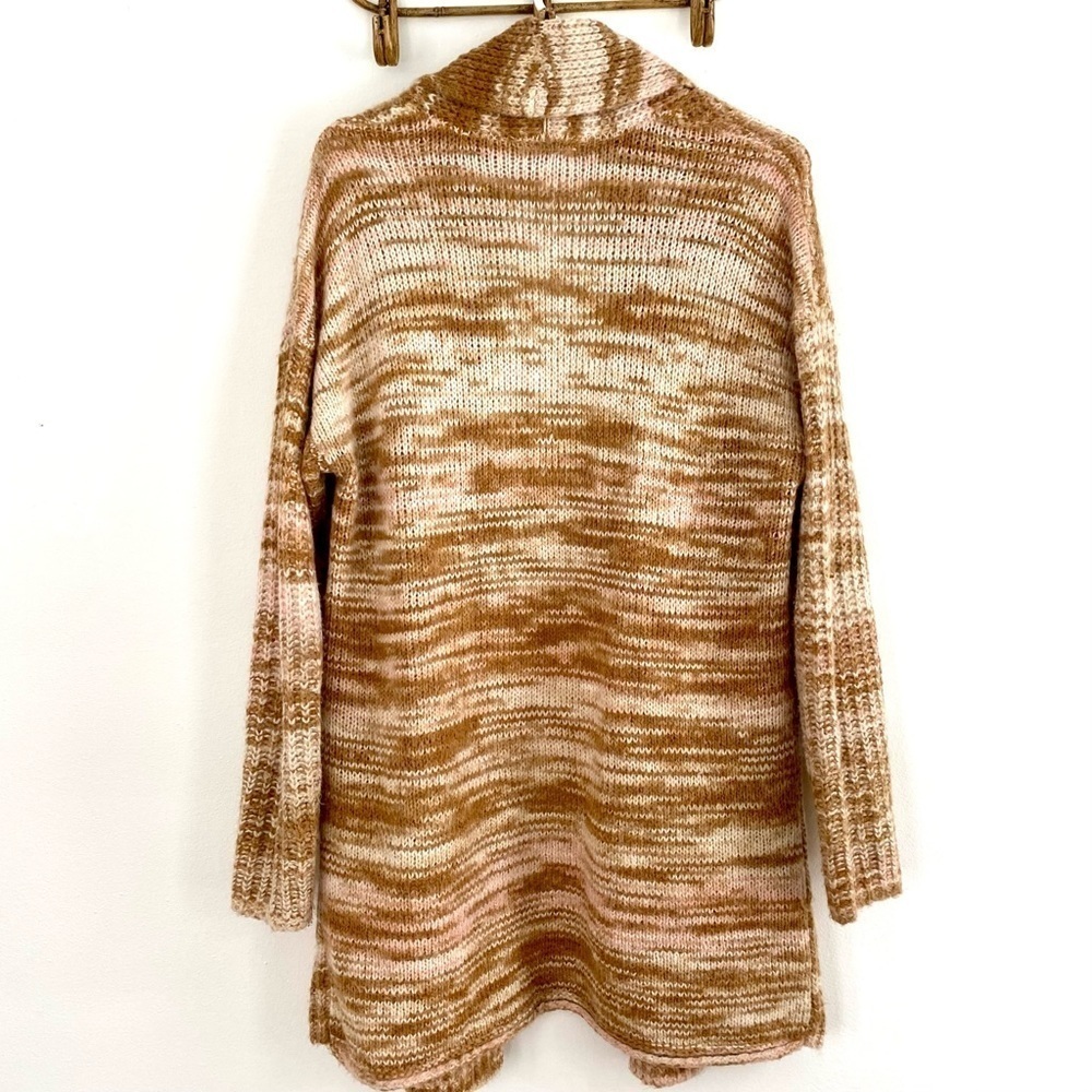 LOFT Tan/ Camel & Pink Knit Open Front Cardigan - Picture 3 of 4